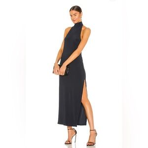 REVOLVE Black High-Neck Maxi Dress with Side Slit